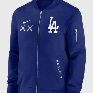 KAWS x MLB Dodgers Nike Dugout Blue Bomber Jacket