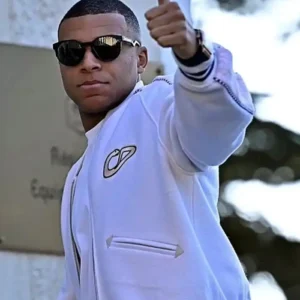 Kylian Mbappe Christian Dior White and Pink Varsity Bomber Jacket