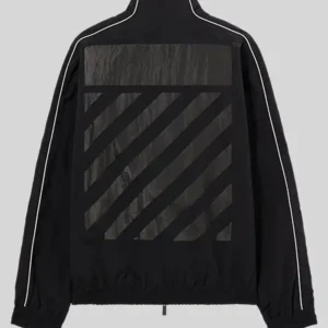 L AB Diagonal Black Zip-Up Track Jacket Sale