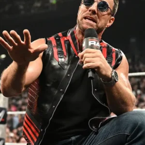LA Knight Monday Night Raw 2026 Black Leather Vest