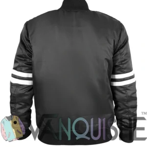 Lacoste Vintage Patch Black Varsity Jacket Back Look