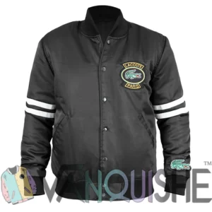 Lacoste Vintage Patch Black Varsity Jacket Front