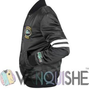Lacoste Vintage Patch Black Varsity Jacket Side Look