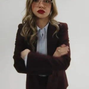 Madelyn Cline Dark Red Wool Blazer For Women