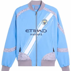 Manchester City Womens Champions Blue Satin Jacket