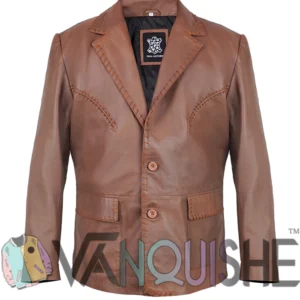 Marshals S01 Mo Brown Leather Blazer Front