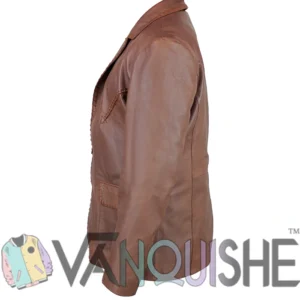 Marshals S01 Mo Brown Leather Blazer Side Look