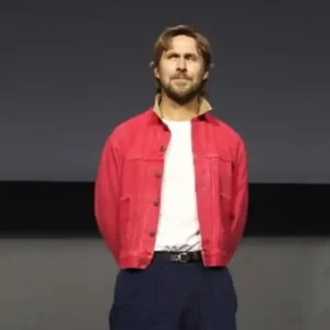 Marvel Studios 2026 ComicCon Ghost Rider Ryan Gosling Red Denim Jacket For Sale