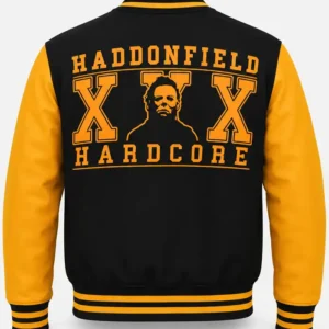 Michael Myers Orange and Black haddonfield Hardcor Varsity Jacket