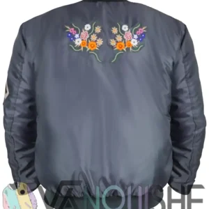 Michelle Buteau TV Series Survival Of The Thickest S10 Mavis Beaumont Grey Embroidered Floral Bomber Jacket