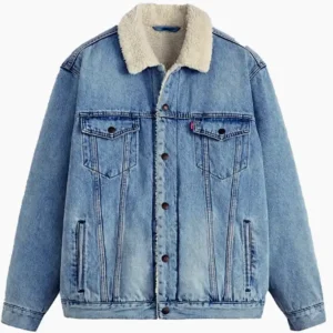 Miles Jacob TV Series Elle S01 Moskovitz Blue Shearling Denim Jacket
