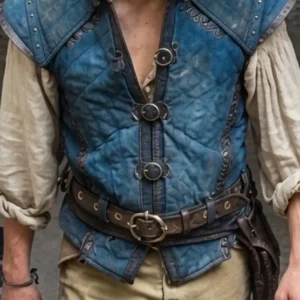 Milo manheim Upcoming Disney Movie Tangled Flynn Rider Look Blue Quilted Vest