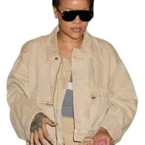 NYC 2026 Rihanna Cropped Cream Jacket