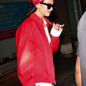 New York City 2026 Dua Lipa Red Oversized Bomber Jacket