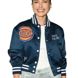 New York City 2026 Sophia Bush Blue Satin Vintage Knicks Varsity Jacket