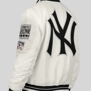 New York Yankees Retro Full-Snap Off White Satin Jacket For Men and Women