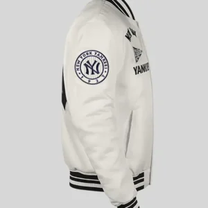 New York Yankees Retro Full-Snap Off White Satin Jacket Sale