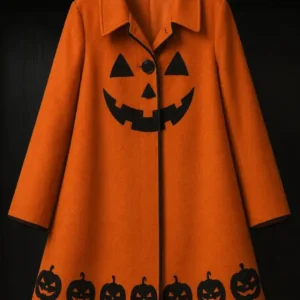 Nia Vardalos The Curse of Bridge Hollow Pumpkin Orange Wool Coat