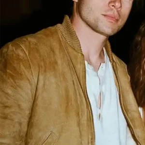 Nick Robinson 2026 Movie Voicemails For Isabelle Wes Brown Suede Leather Bomber Jacket