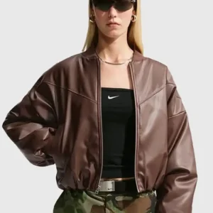 Nike Therma-Fit Fall 2026 Brown Leather Bomber Jacket