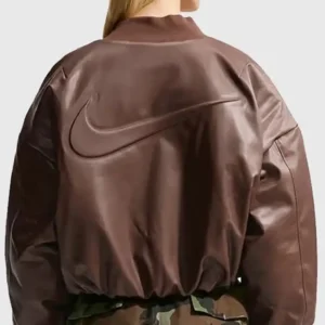 Nike Therma-Fit Fall 2026 Brown Leather Bomber Jacket For Sale