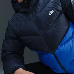 Obsidian Game Nike Black and Blue Windrunner Down Puffer Jacket