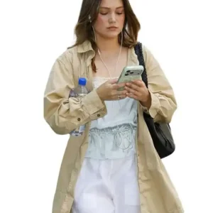 Olivia Holt Street Style NYC 2026 Beige Long Shirt
