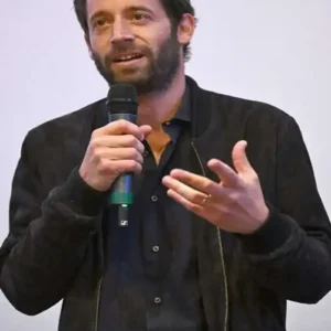Olivier Kaempfer Finding Emily Special Screening 2026 Black Suede Bomber Leather Jacket