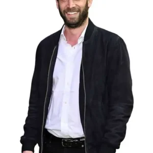 Olivier Kaempfer Finding Emily Special Screening 2026 Black Suede Bomber Leather Jacket Sale