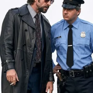 Pablo Schreiber Movie Motor City 2026 Savick Black Leather Trench Coat