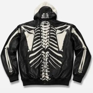 RARE Vintage Vilanto Skeleton Hooded Leather Jacket For Sale