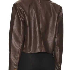 Real Housewives Of Orange County S20 Tamra Judge Dark Brown Cropped Leather Blazer Jacket Sale