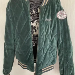 Reversible Skull Sukajan Quilted Green Black Velvet Jacket