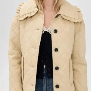 Roast My Rental S01 Jasmine Roth Beige Ruffled Collar Quilted Jacket