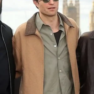 Robert Pattinson THE ODYSSEY Photocall London 2026 Tan Brown Jacket