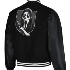 Scream Ghostface Slasher Movie Black Wool Varsity Jacket