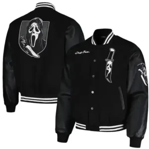 Scream Ghostface Slasher Movie Black Wool Varsity Jacket For Sale