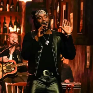 Shaboozey The Tonight Show With Starring Jimmy Fallon S013 Black Leather Vest