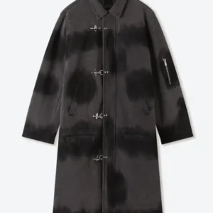 Shinzo Shige Canvas Clasp Washed Black Long Trench Coat