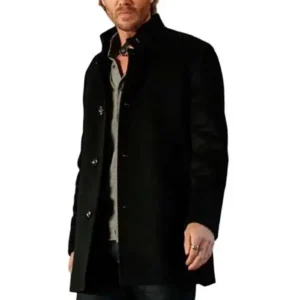 Shop Chad Michael Murray Sullivan’s Crossing S04 Cal Jones Black Wool Coat at Sale Price