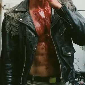 Shop Charles Melton Movie Her Private Hell 2026 Private K Black Leather Biker Jacket