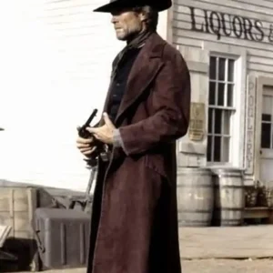 Shop Clint Eastwood Pale Rider Preacher Brown Cotton Coat For Sale