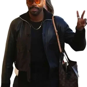 Shop Colman Domingo Jimmy Kimmel Live! Black Bomber Leather Jacket