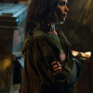 Shop Emilia Clarke TV Series Secret Invasion S01 G’iah Green Hooded Jacket