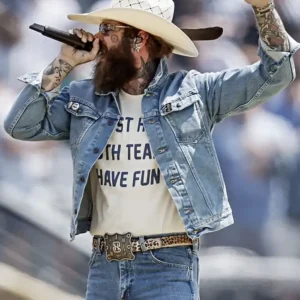Shop FIFA World Cup 2026 Final Post Malone Halfthime Show Performance Blue Denime Jacket