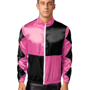 Shop Halloween Horse Jockey Pink and Black Retro Satin Uniform Jacket