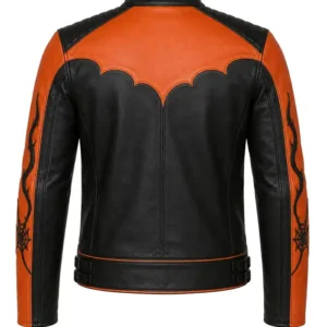 Shop Halloween Pumpkin Handmade Orange and Black Leather Biker Jacket