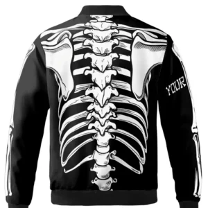 Shop Halloween Skeleton Personalized Black Spooky Season Bomber Jacket