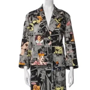 Shop Hunter Schafer Comic Book Artwork Grey Prada Coat