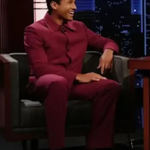 Shop Jaafar Jackson Jimmy Kimmel Live Burgundy Suit For Men